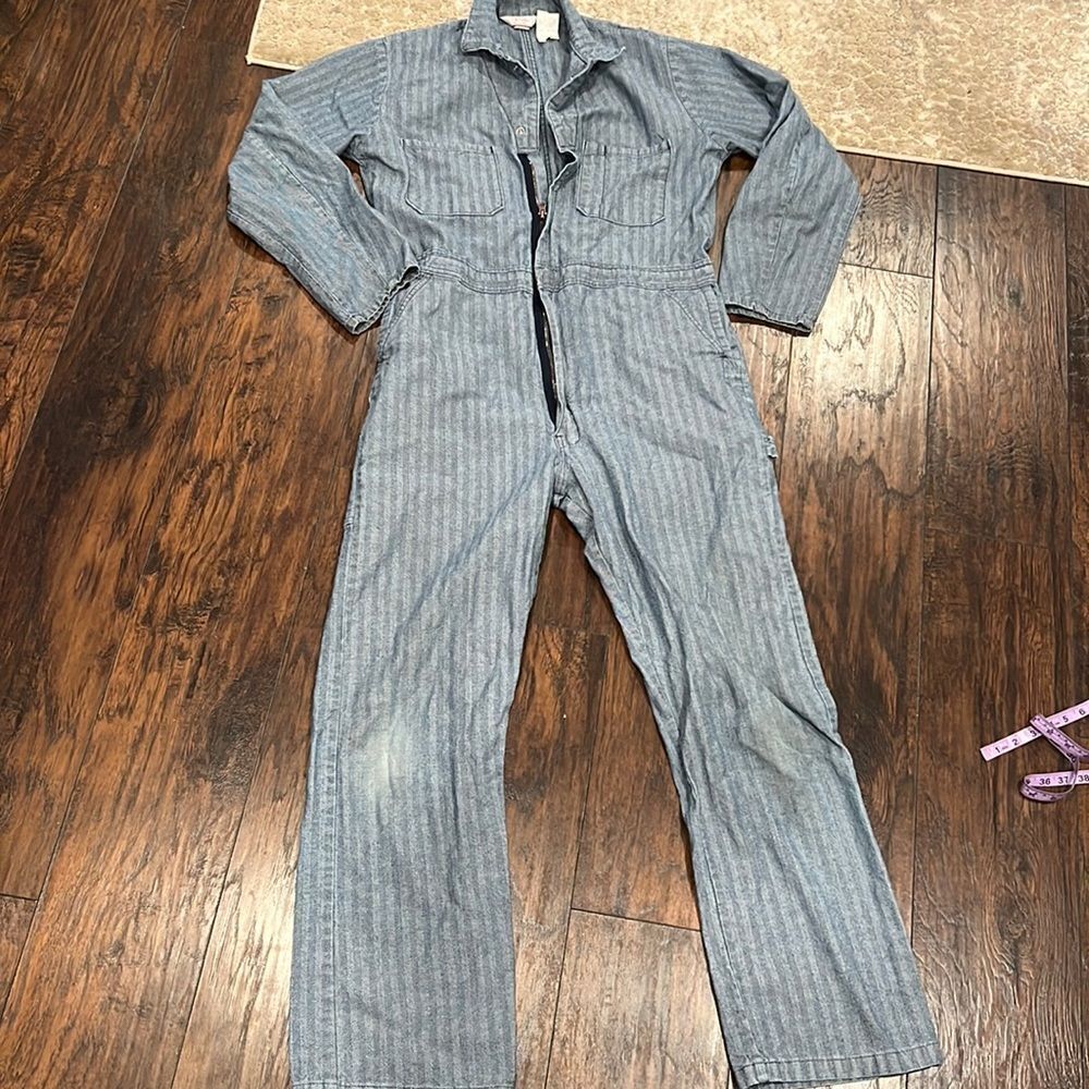 VTG 1970s 1980s Sears Striped HBT Coveralls Mechanic Jumpsuit 42 T Michael Myers